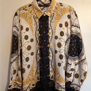 Zara Gold, Black & White Printed Shirt-Jacket